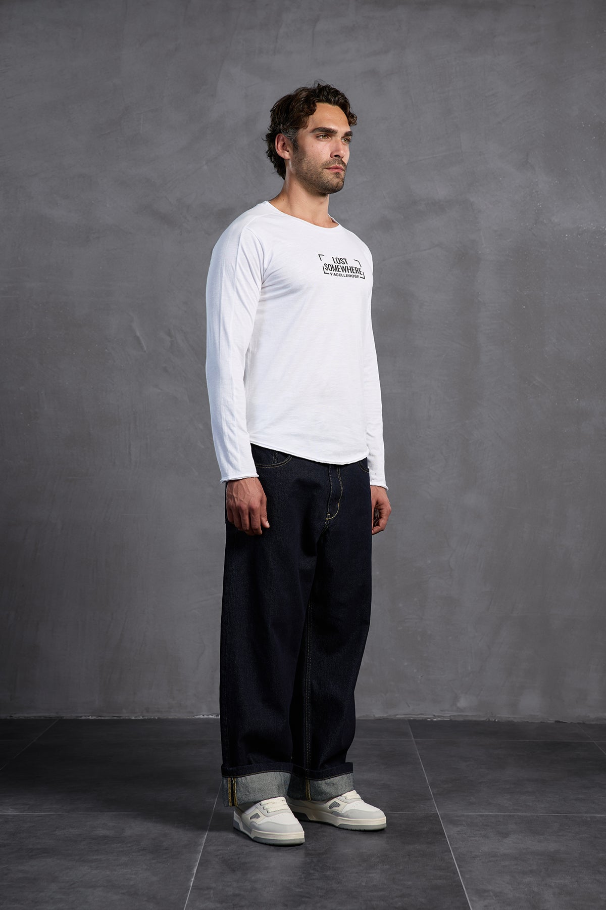 White Front Text Crew Neck T-shirt 10011