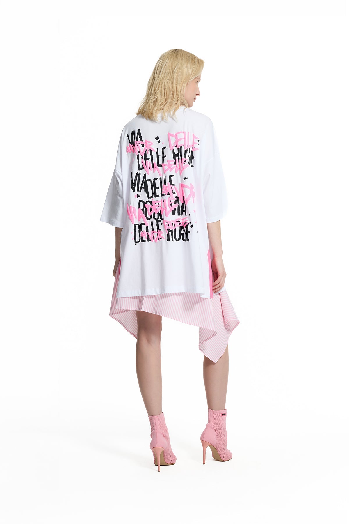 White Back Logo Print Oversize Tunic T-shirt 19024