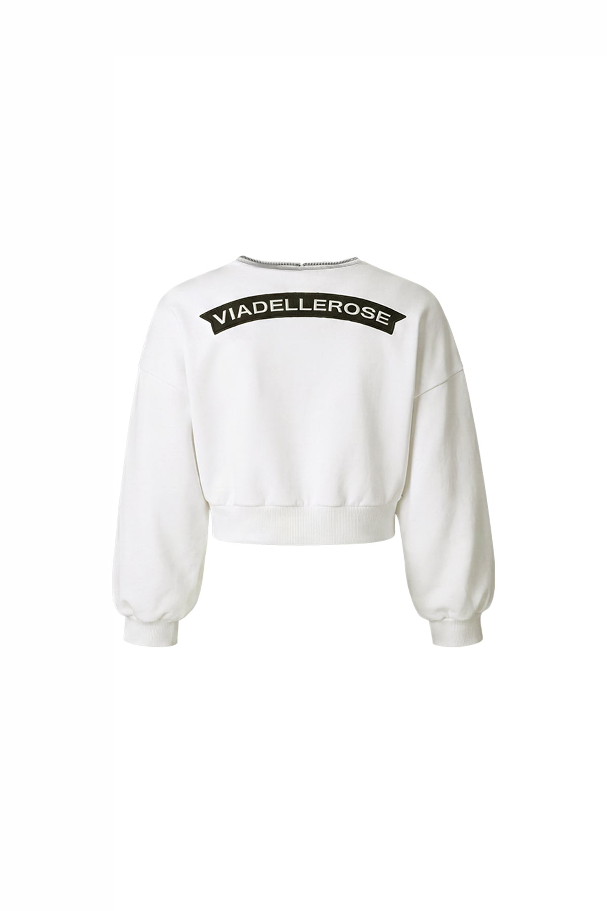 Off White Zip Detail V Neck Crop Sweatshirt 19034