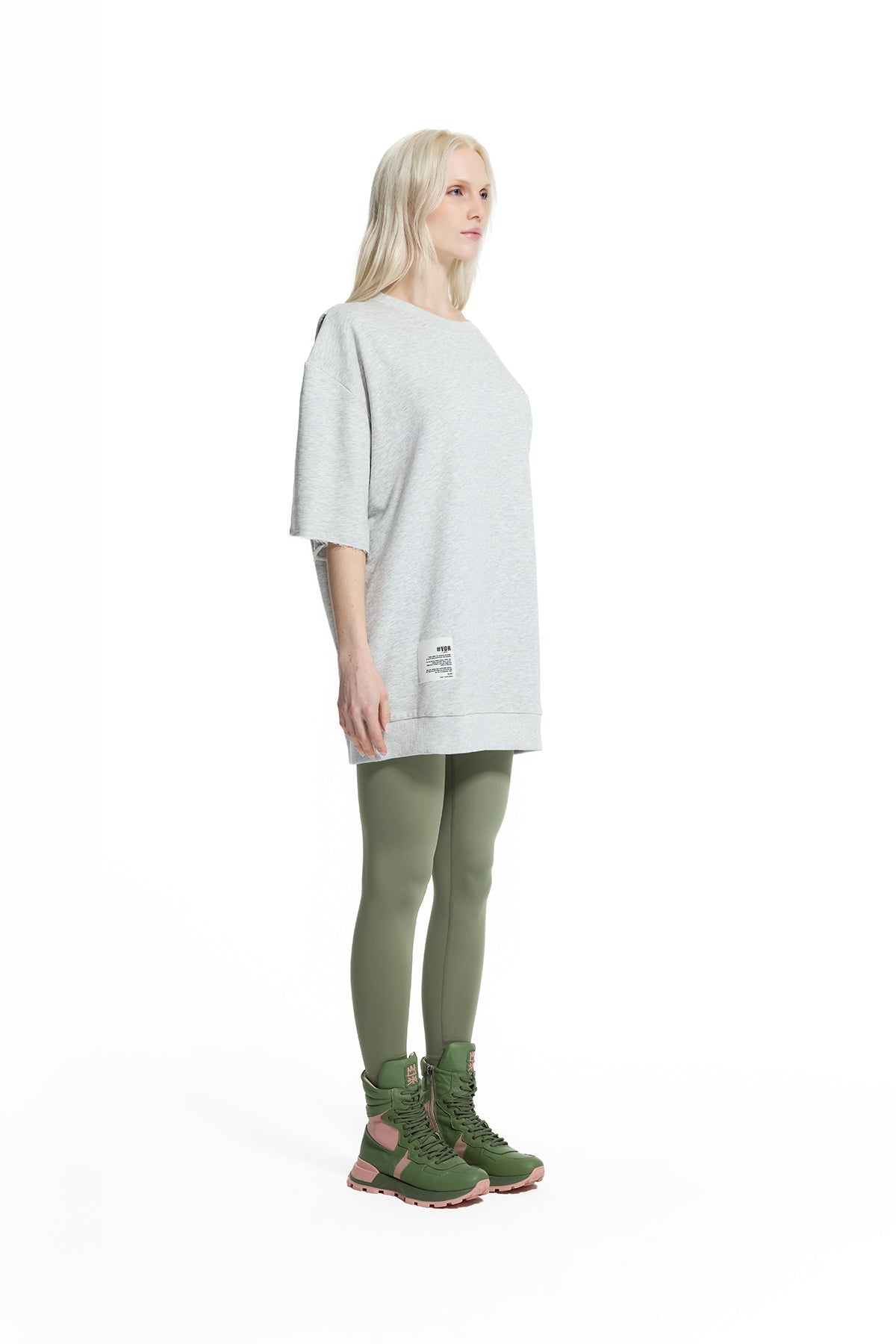 Grey Melange Back Cut-out Layered Sweatshirt 19042