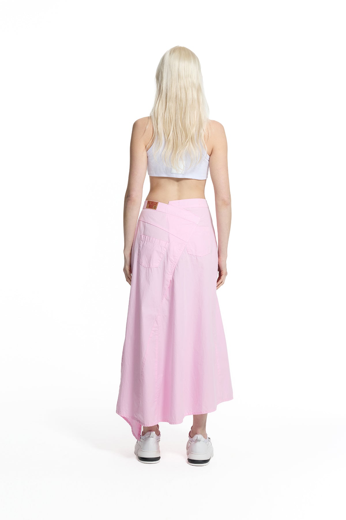 Pink Asymmetric Slit Detailed Long Skirt 19051