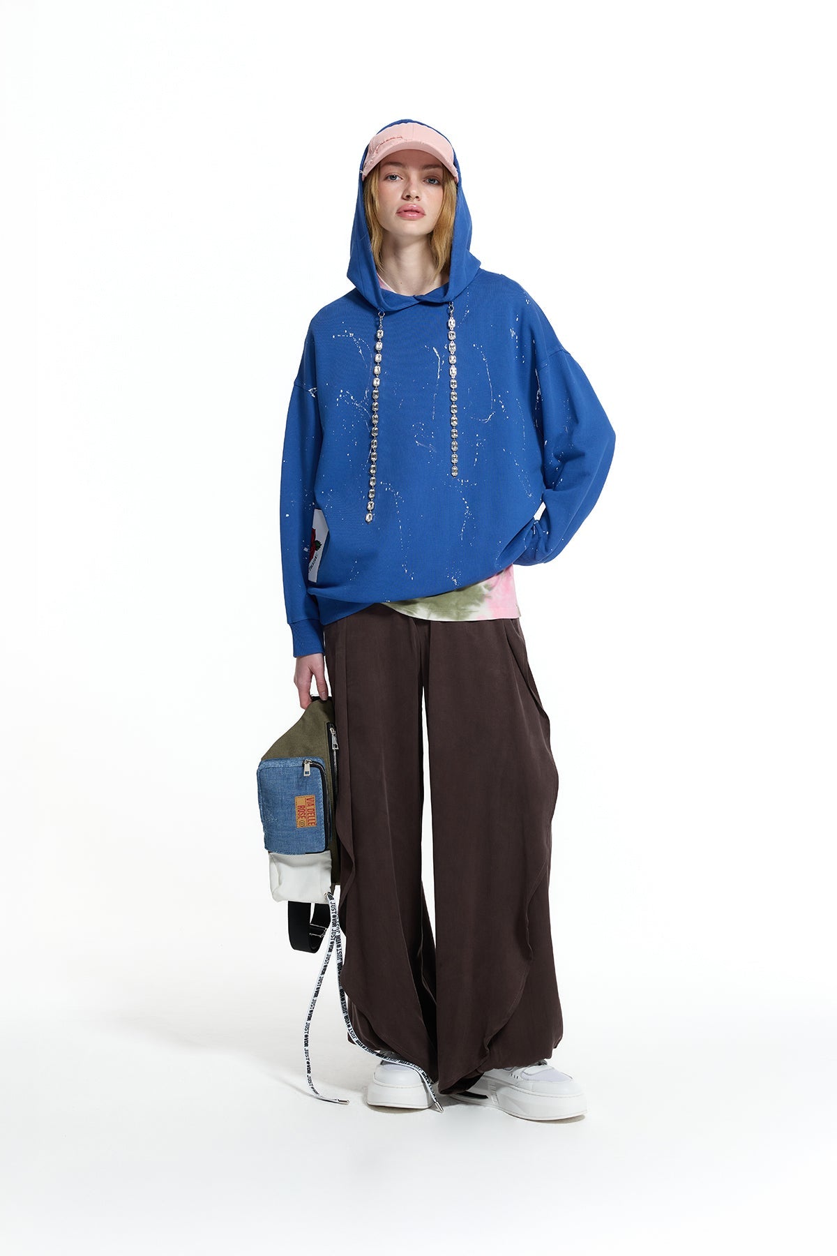 Royal Stone Detail Paint Effect Hooded Sweatshirt 19093