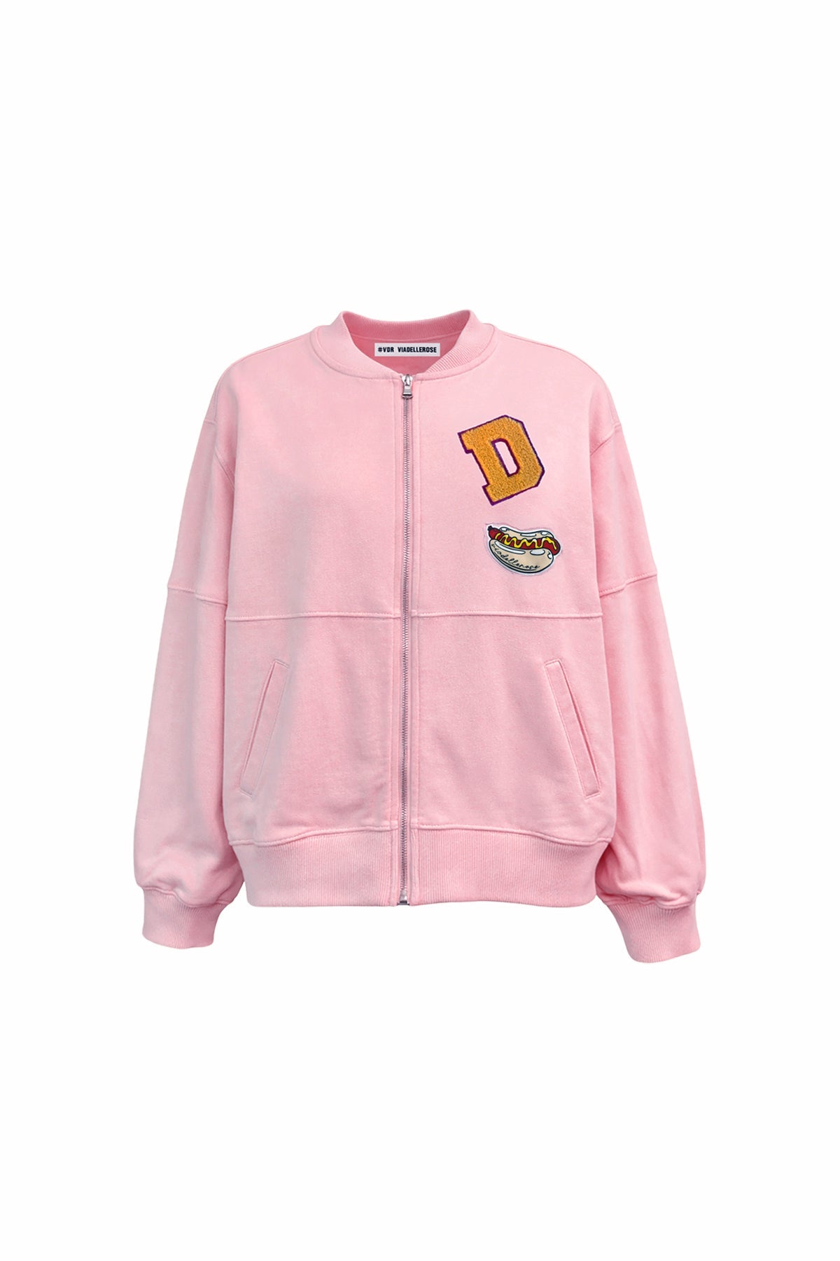 Pink Patch Detail Zip Sweatshirt Sweatshirt 19099