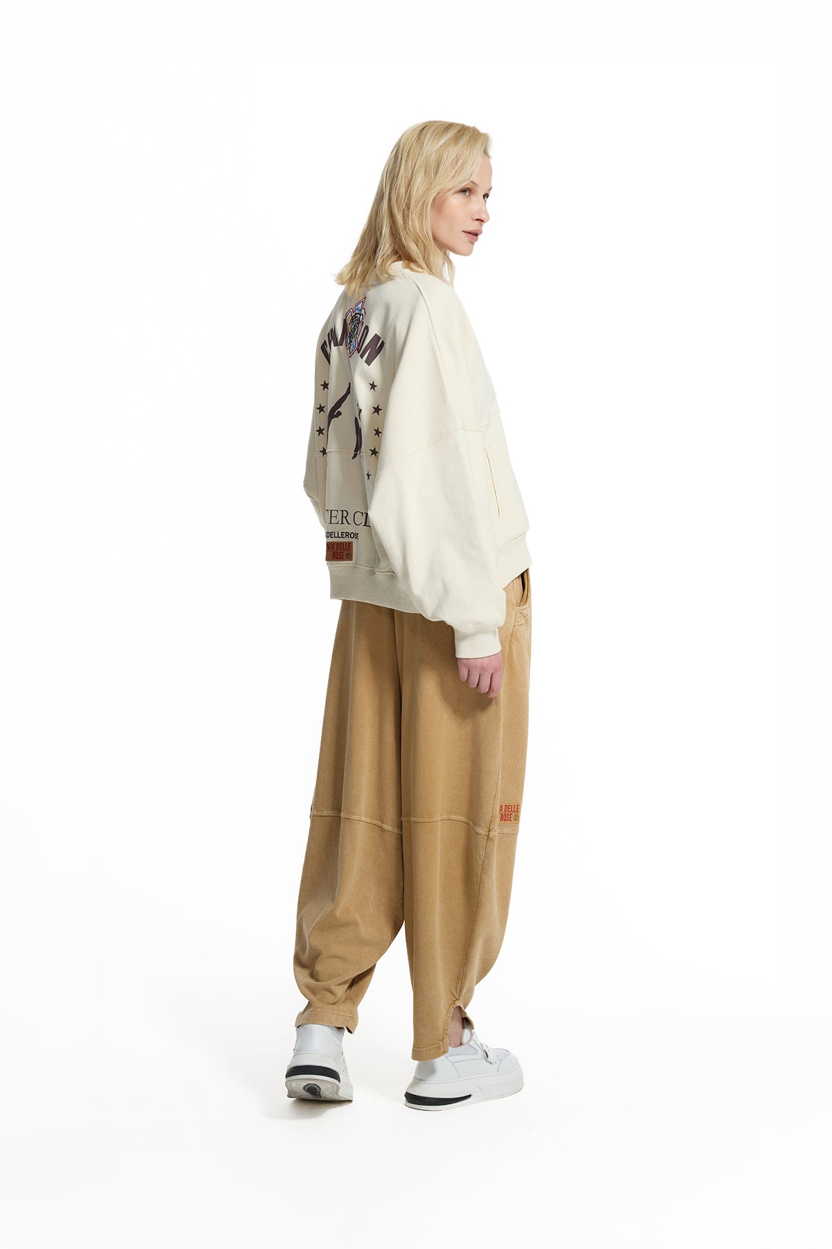 Cream Patch Detail Zip Sweatshirt Sweatshirt 19099