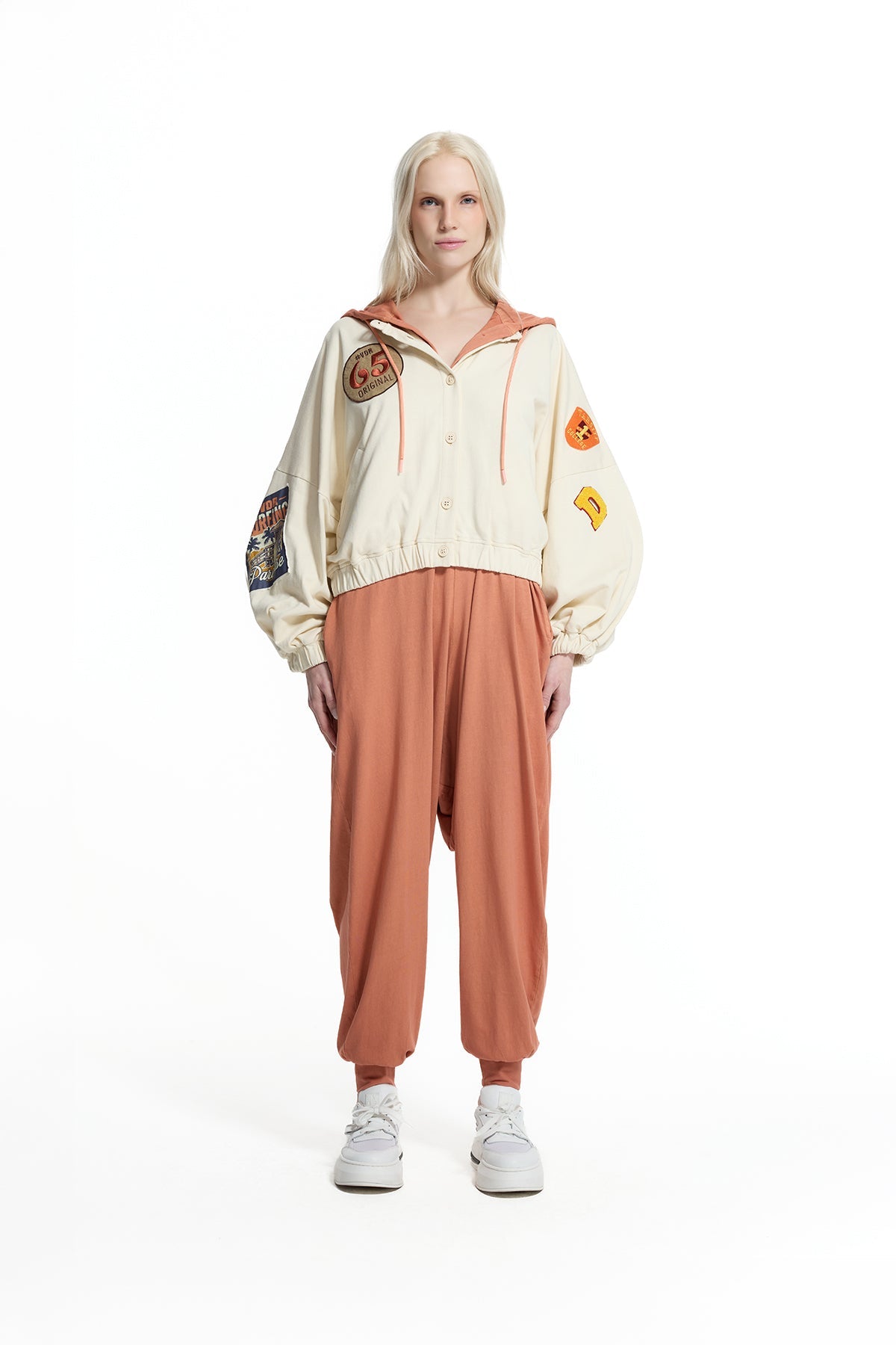 Cream Patch Detail Bomber Jacket 19109