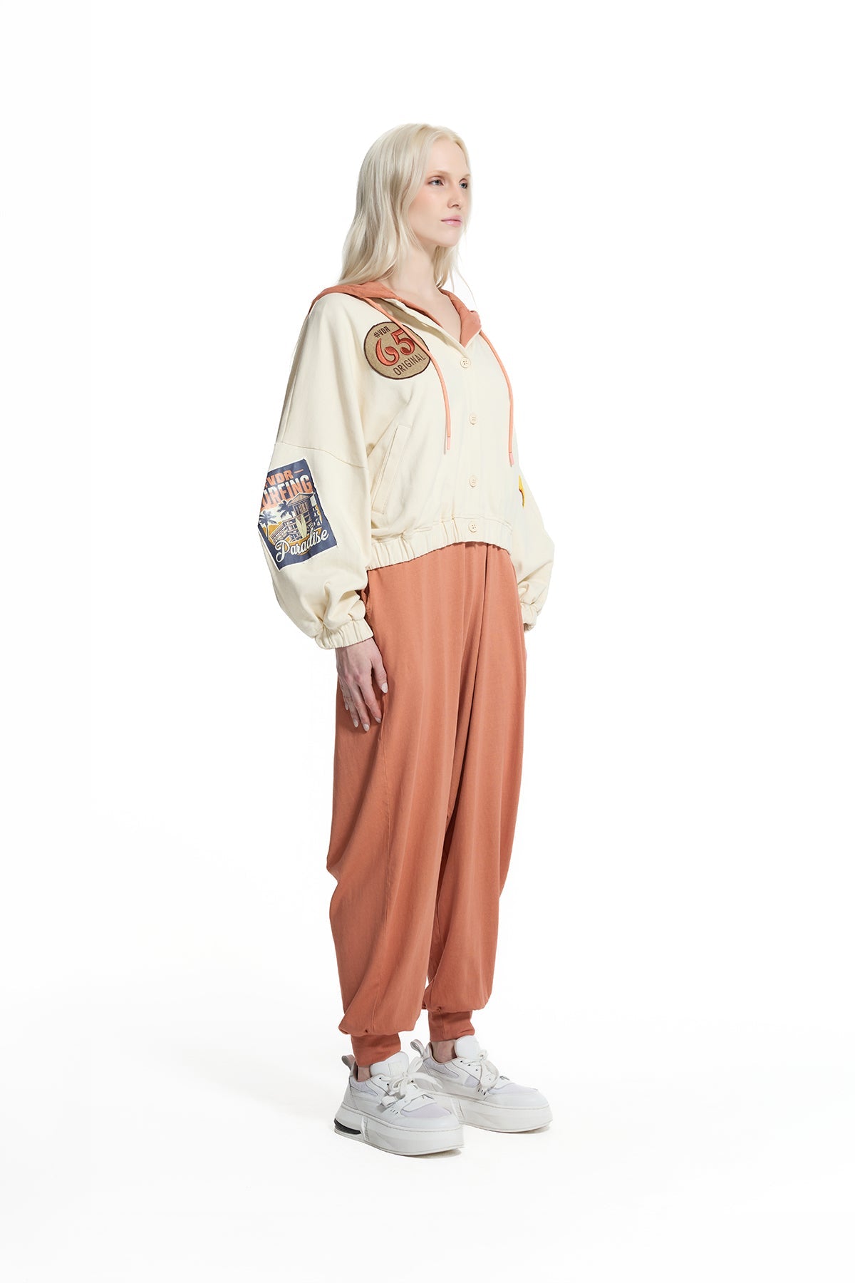 Cream Patch Detail Bomber Jacket 19109