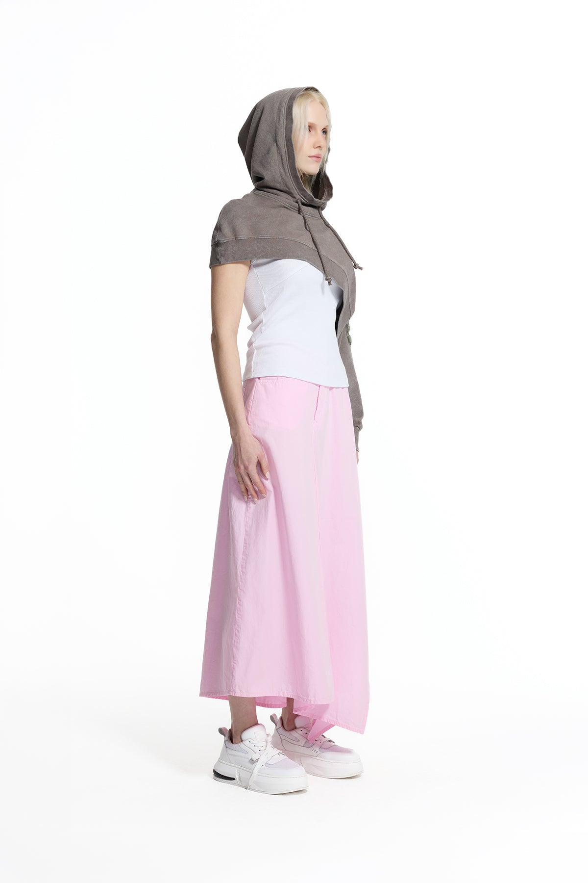 Mink Beige Asymmetric One Sleeve Sweatshirt 19197