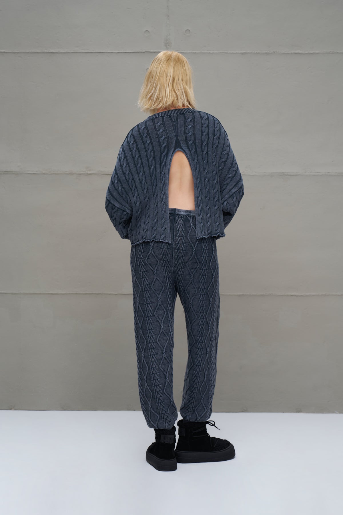 Anthracite Patterned Knit Trousers 18060