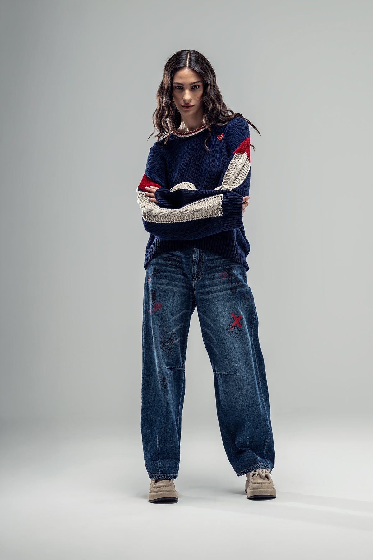 Navy Blue Knit Sweater 20034