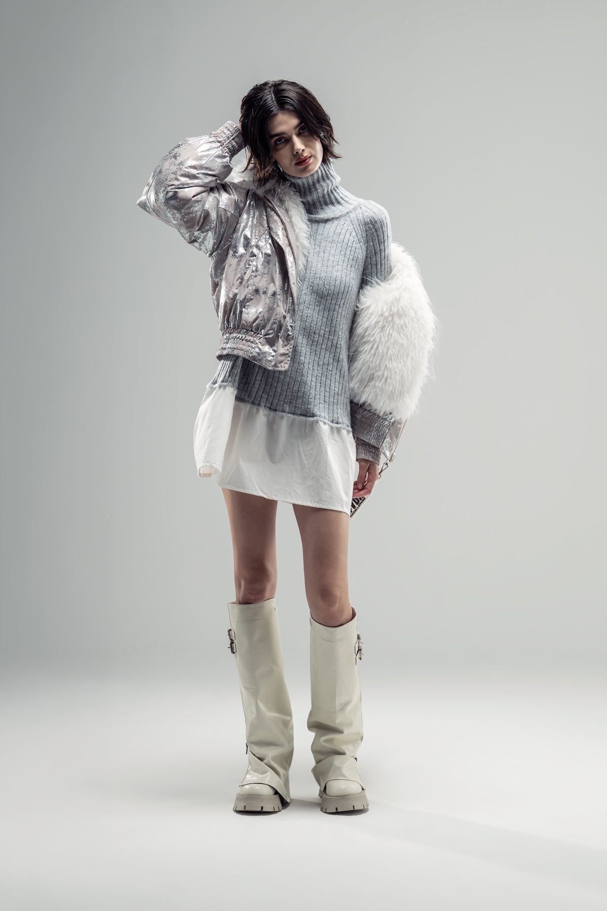 Silver Beige Blouson 20240