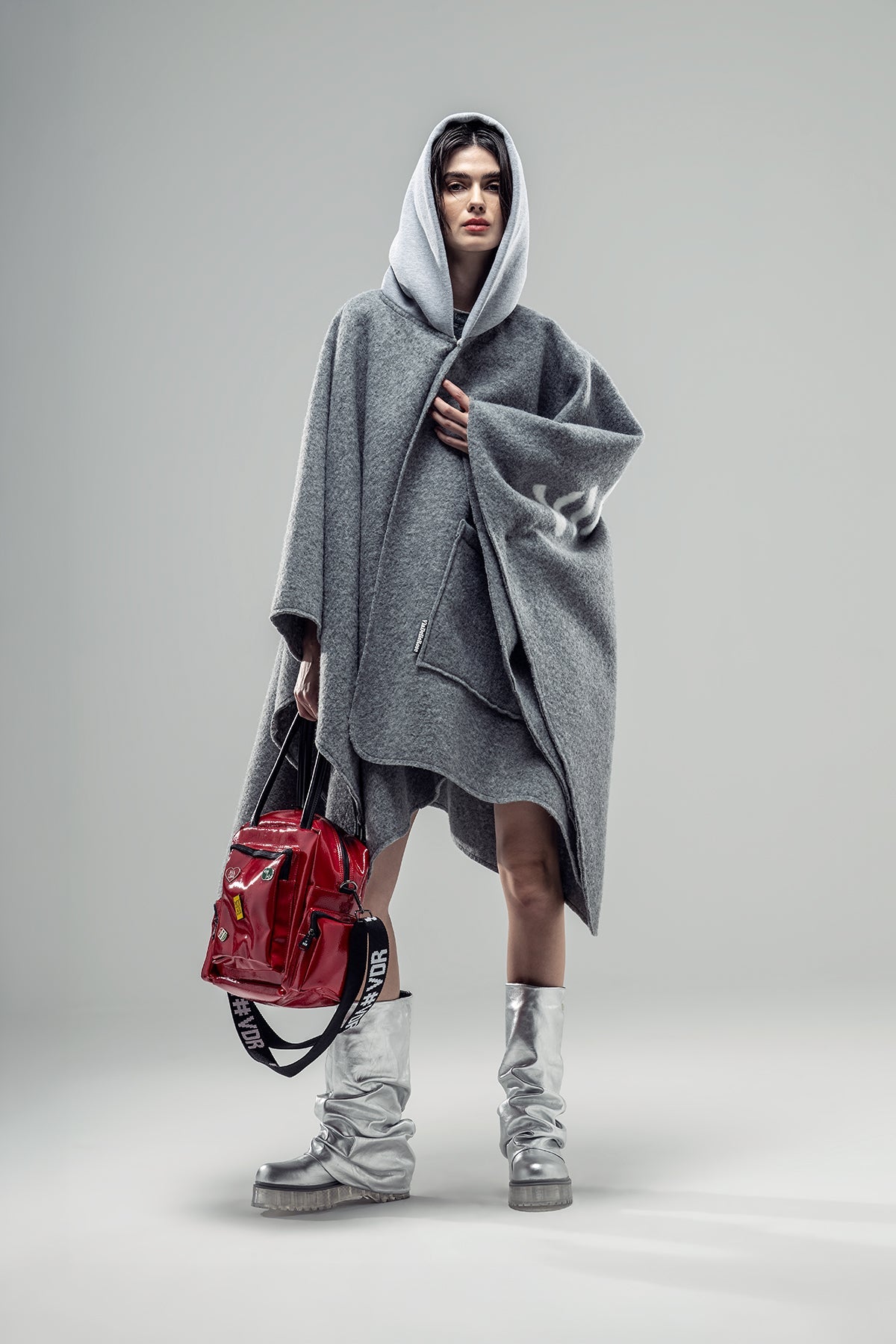 Grey Melange Poncho 20327