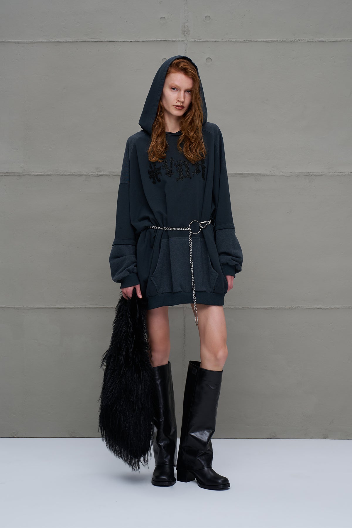 Black Feathered Faux Fur Bag Pastel