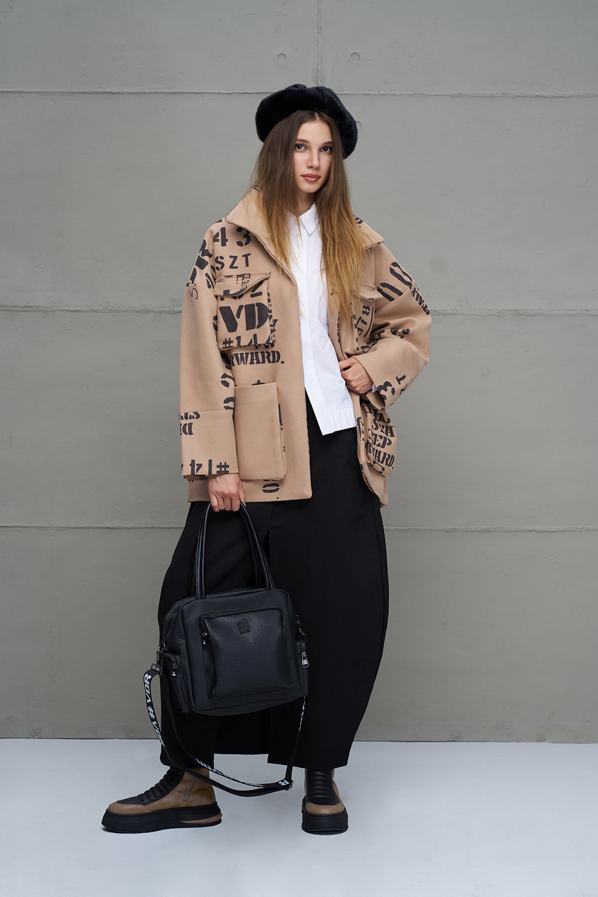 Black Faux Leather Bag Porto22