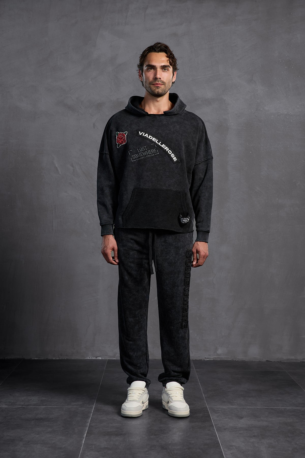 Black Patch Hooded Sweatshirt 10003