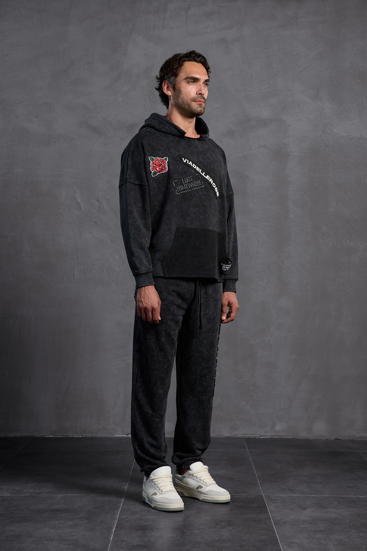 Black Patch Hooded Sweatshirt 10003