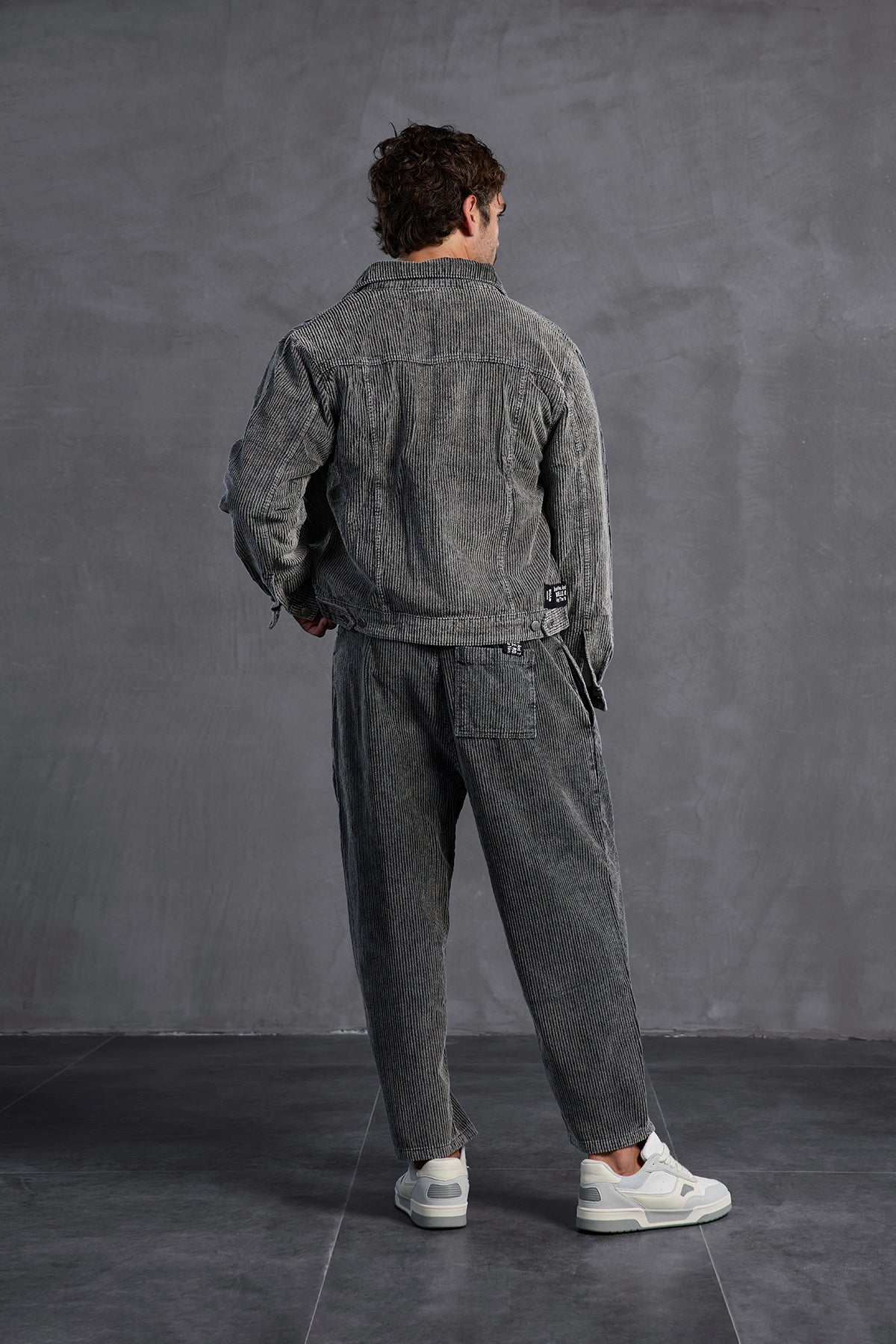 Anthracite Ribbed Velvet Trousers 10018