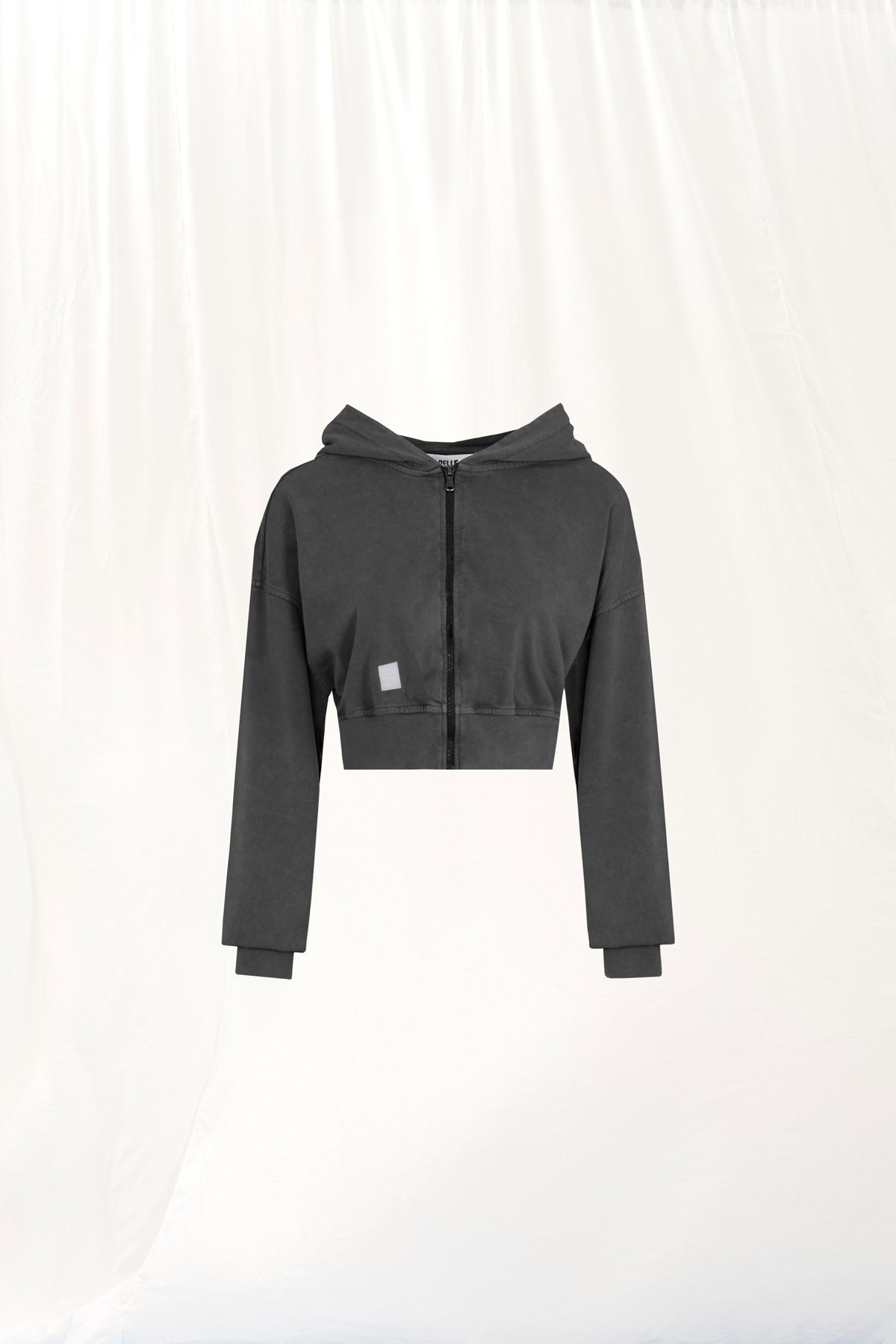 Black Zip-up Crop Sweatshirt 17322