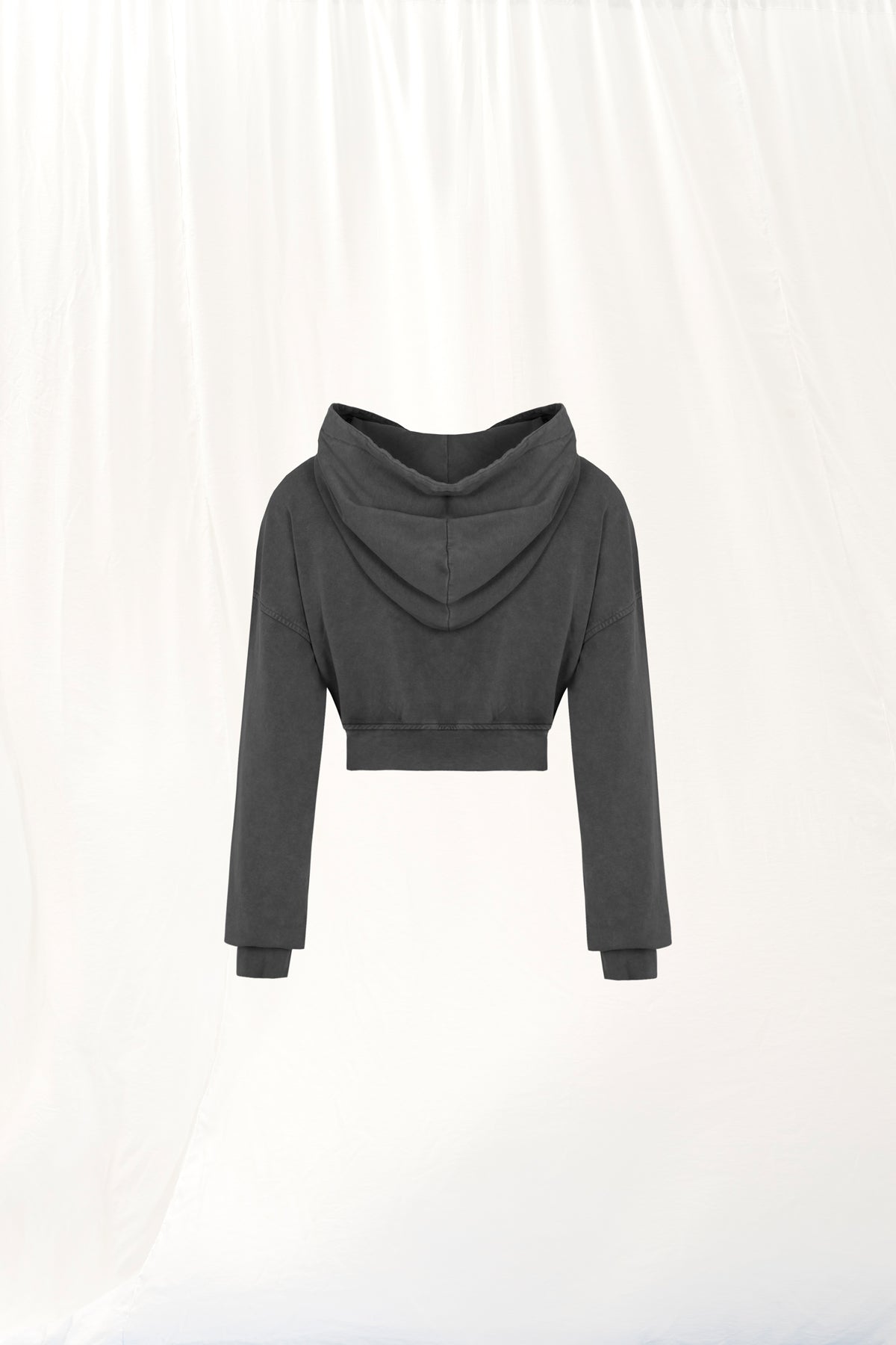 Black Zip-up Crop Sweatshirt 17322