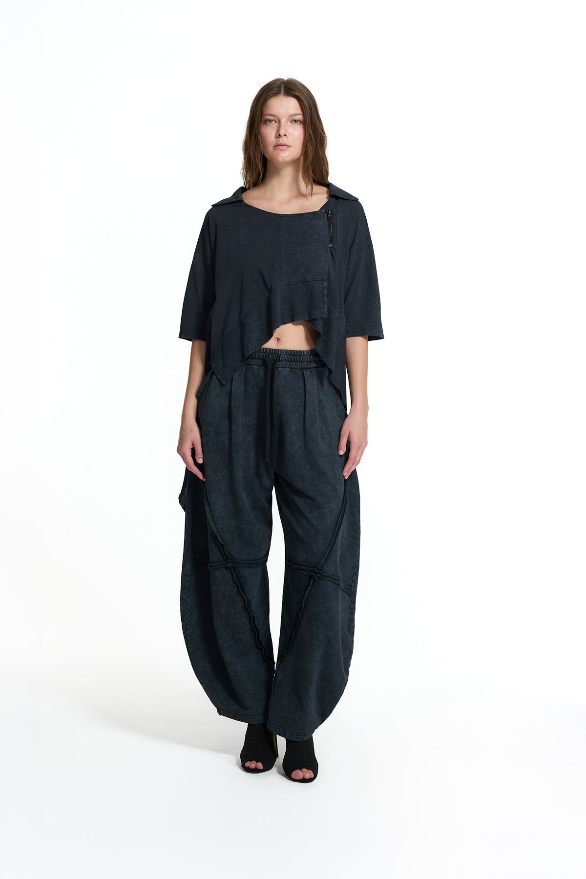 Black Seam Detail Baggy Trousers 19029
