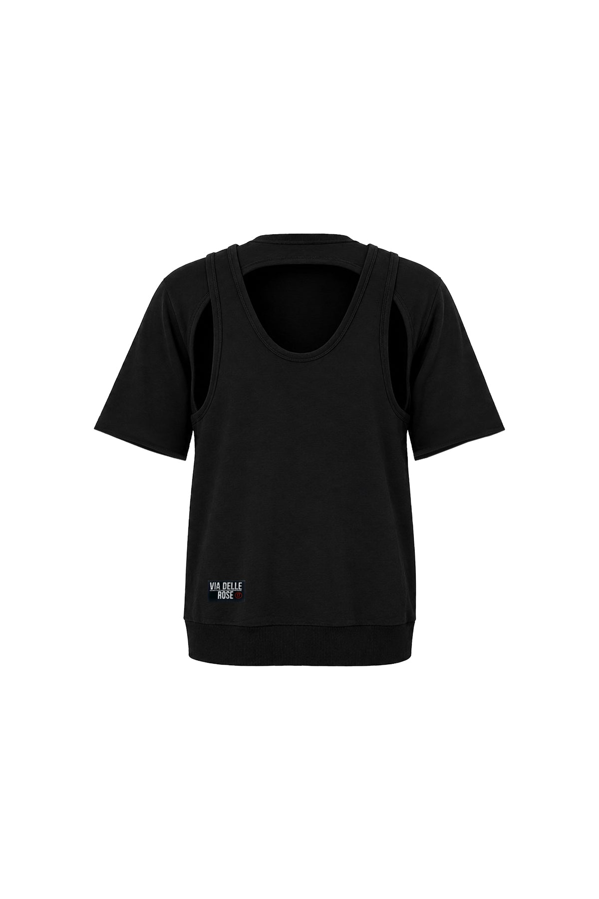 Black Back Cut-out Layered Sweatshirt 19042