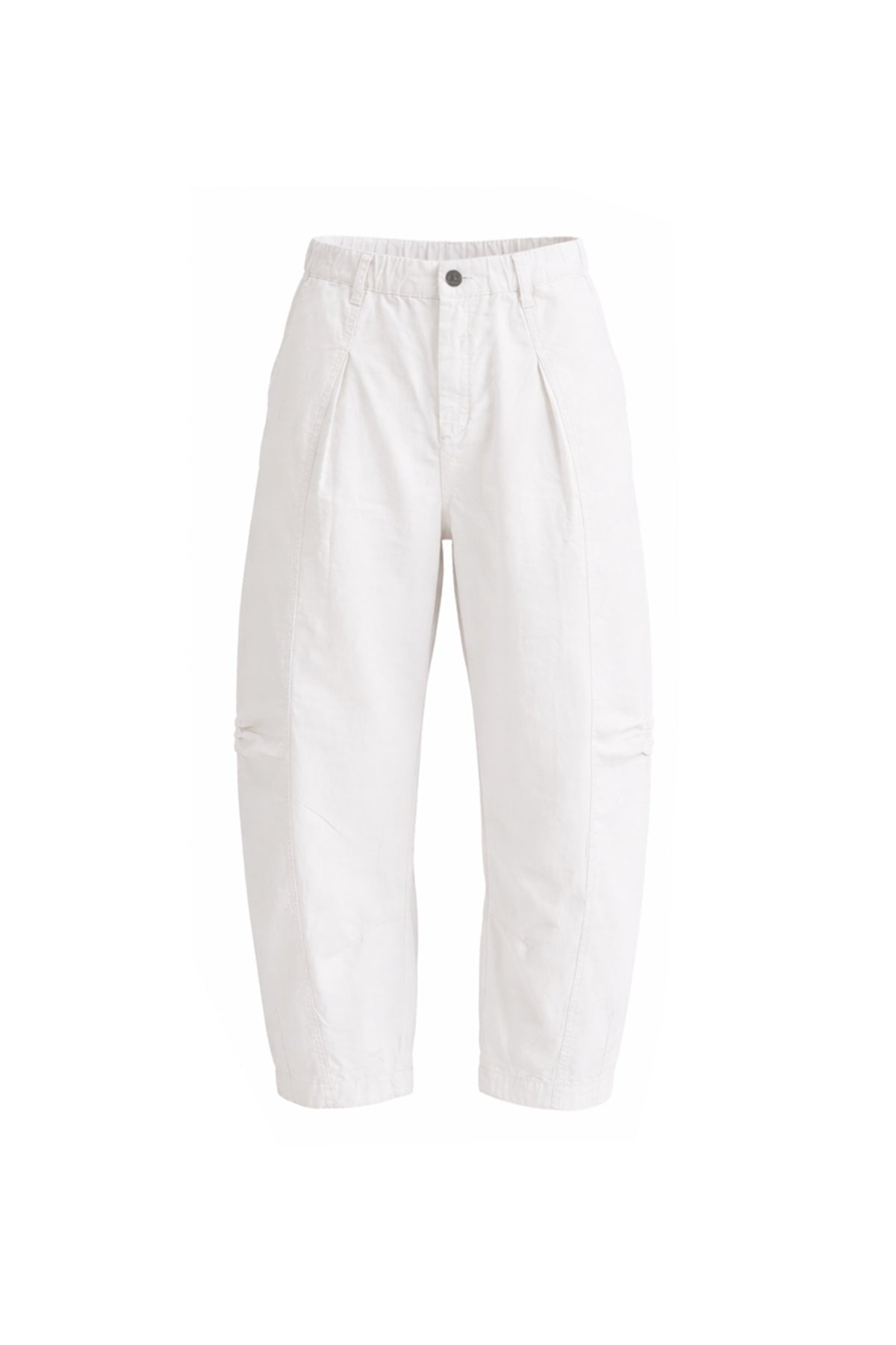 White Pleated Stitch Detail Baggy Trousers 19049