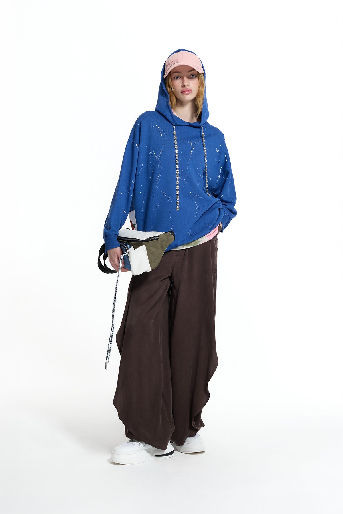 Royal Stone Detail Paint Effect Hooded Sweatshirt 19093