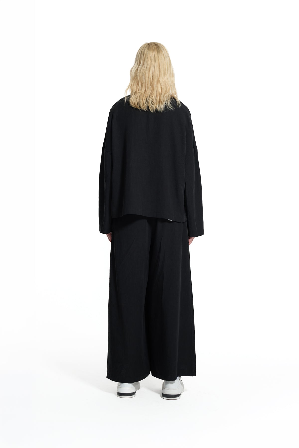 Black Cropped Double-breasted Modern Blazer Jacket 19097