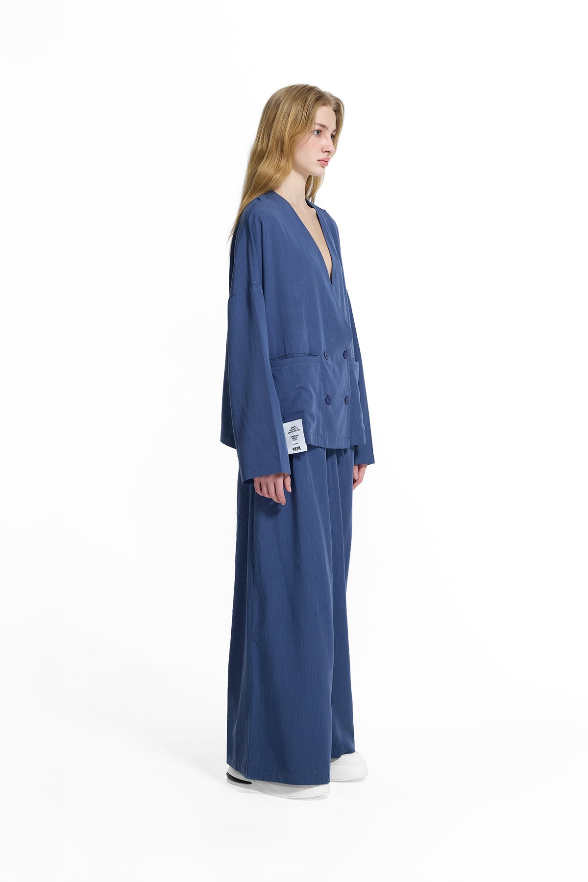 Cobalt Blue Cropped Double-breasted Modern Blazer Jacket 19097