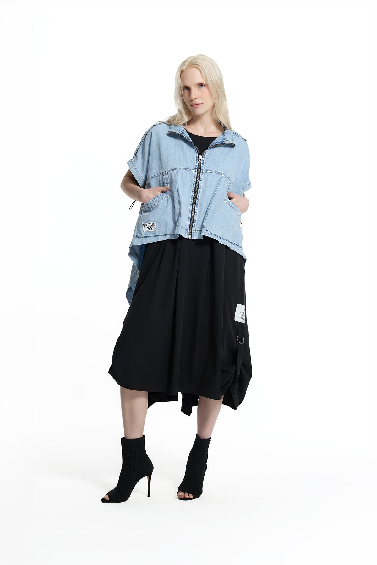 Ice Blue Asymmetric Denim Coat 19121