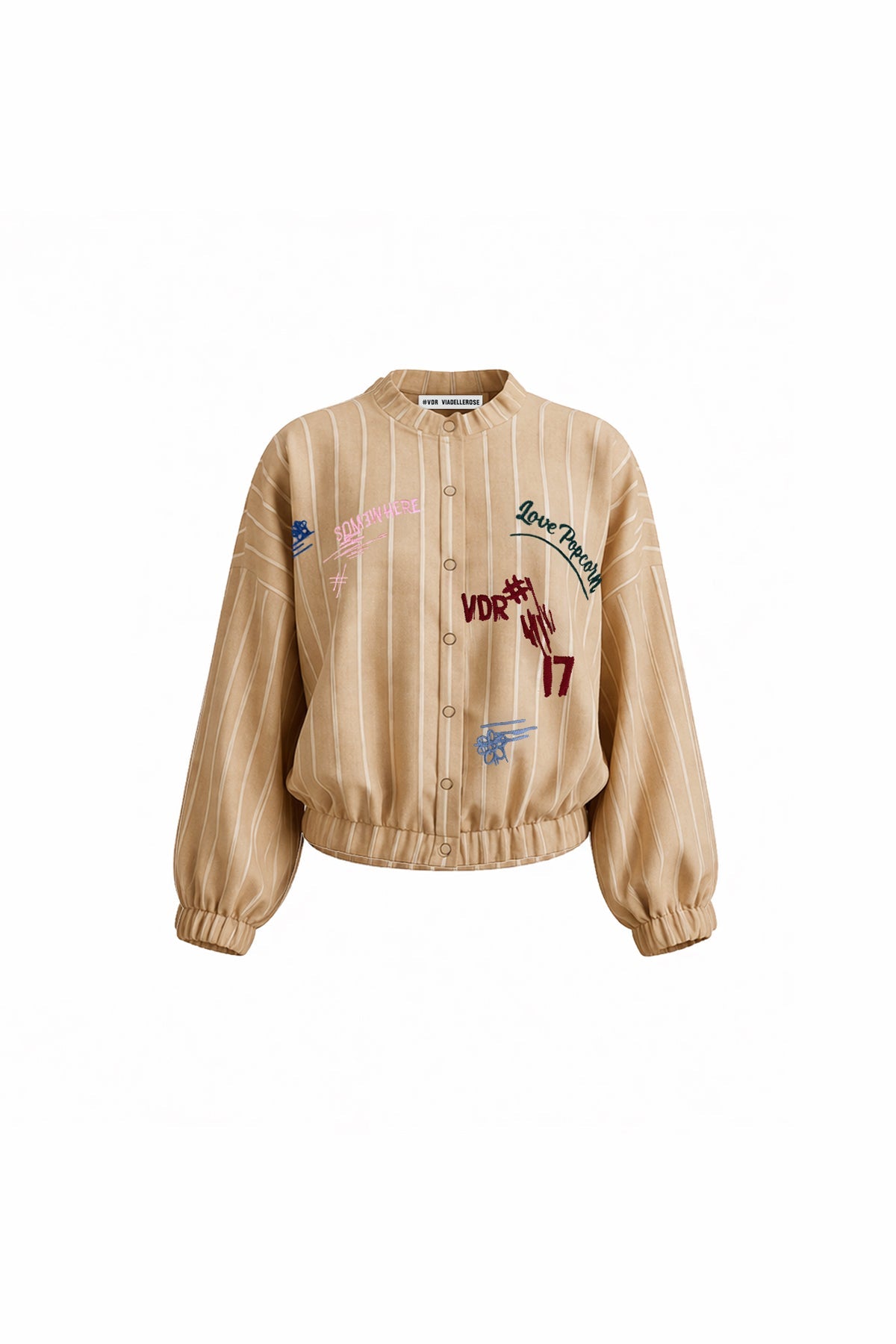 Cream White Embroidered Bomber Jacket 19150
