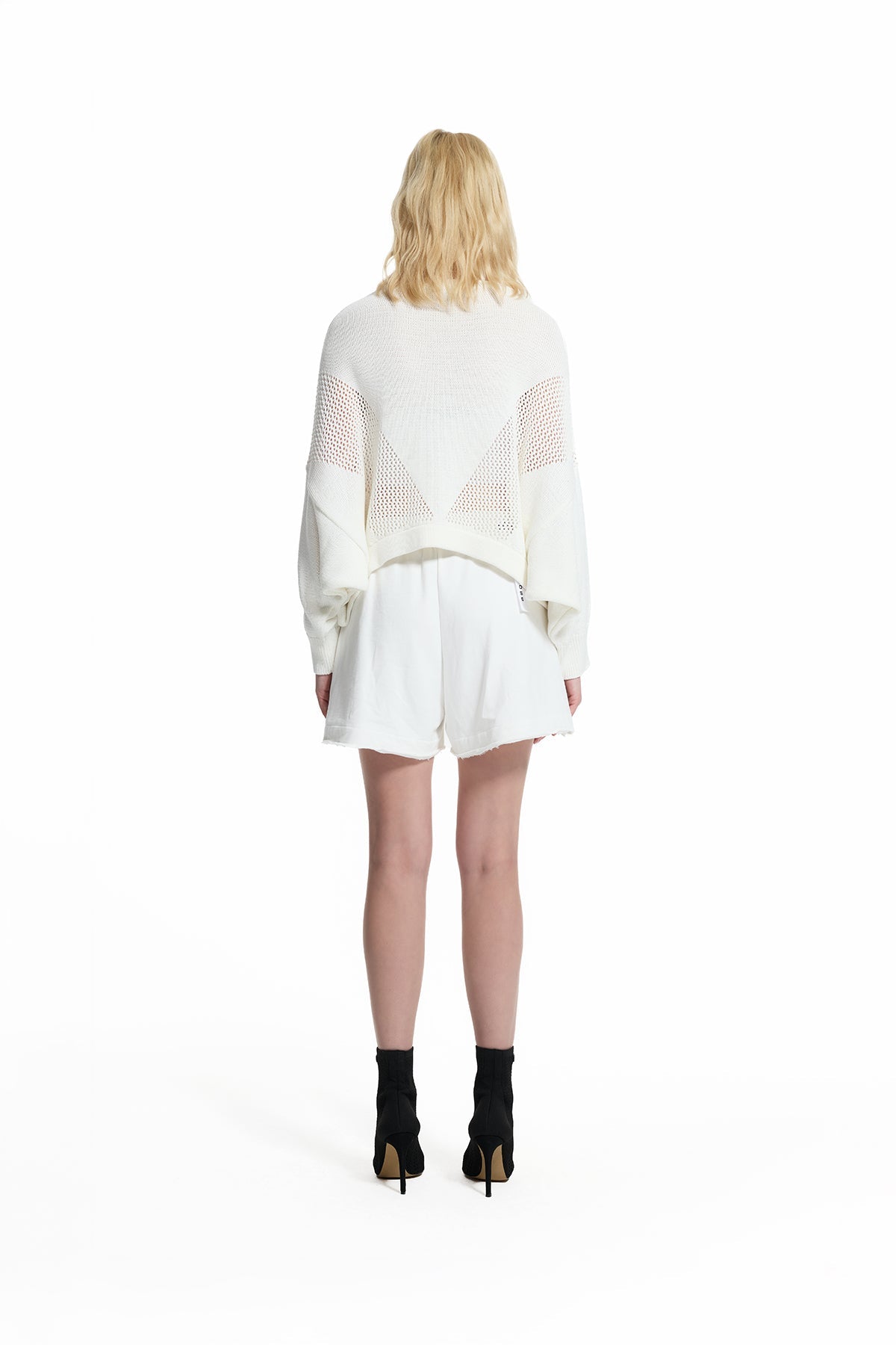 Off White Openwork Crew Neck Knit Sweater 19166