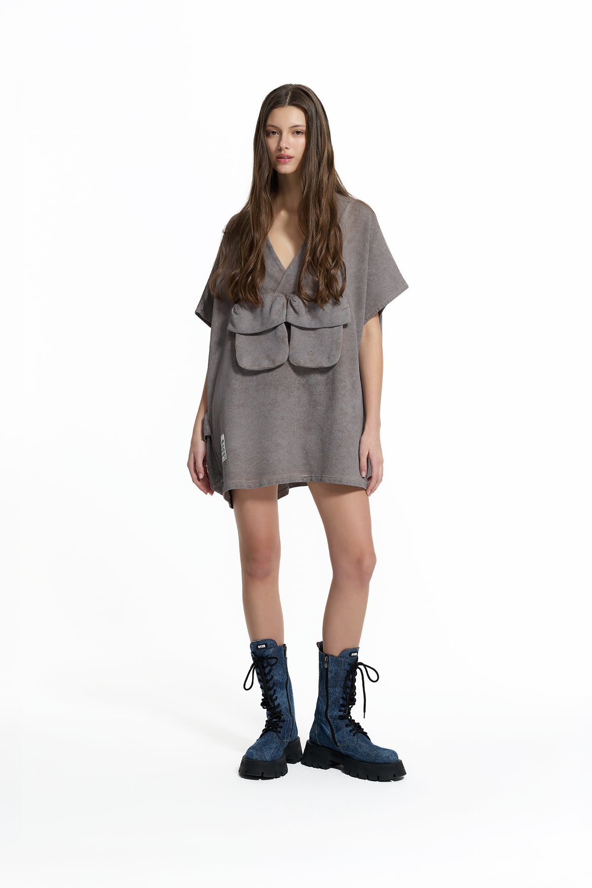 Mink Beige Appliqué Pocket Oversized Sweatshirt 19194