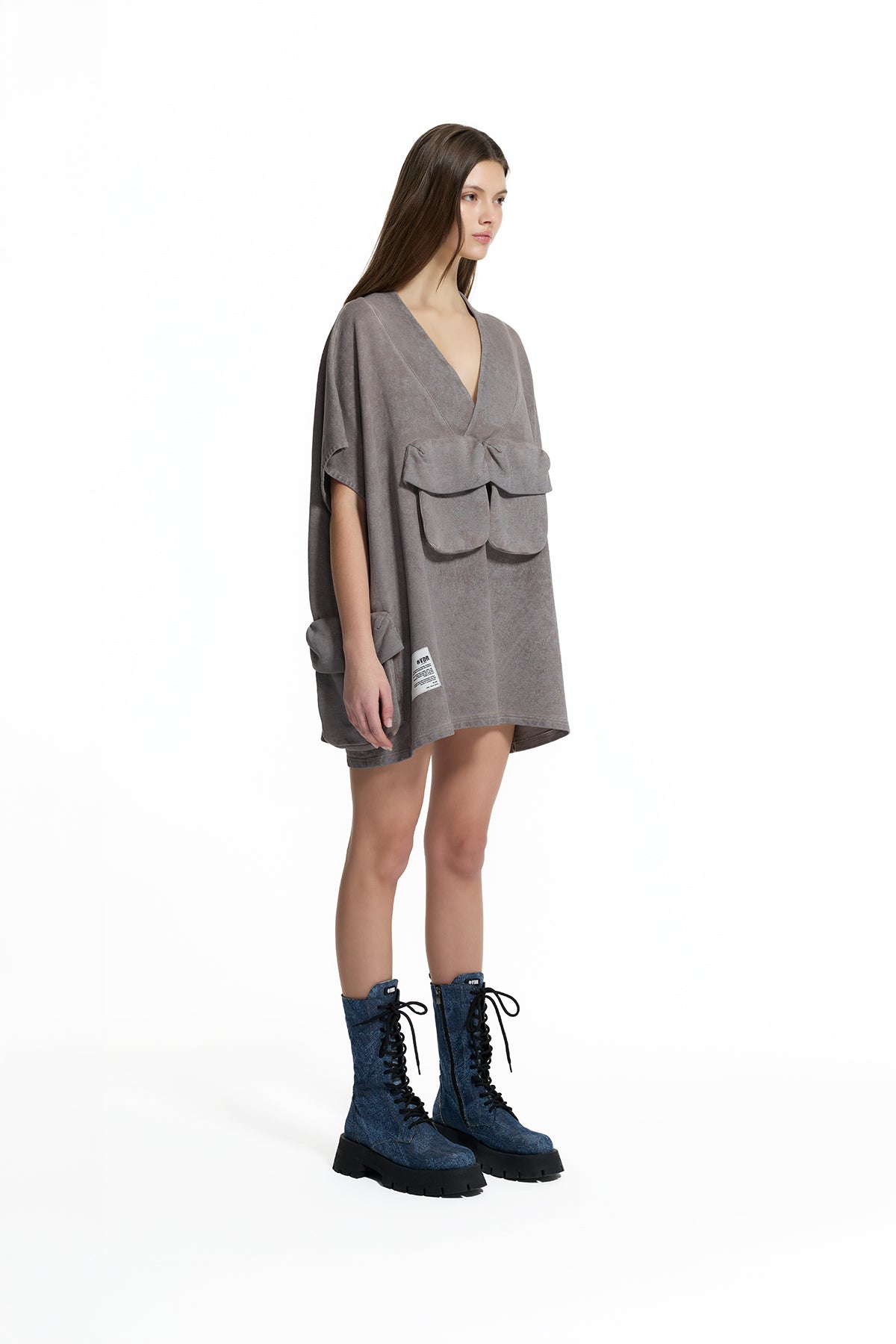 Mink Beige Appliqué Pocket Oversized Sweatshirt 19194