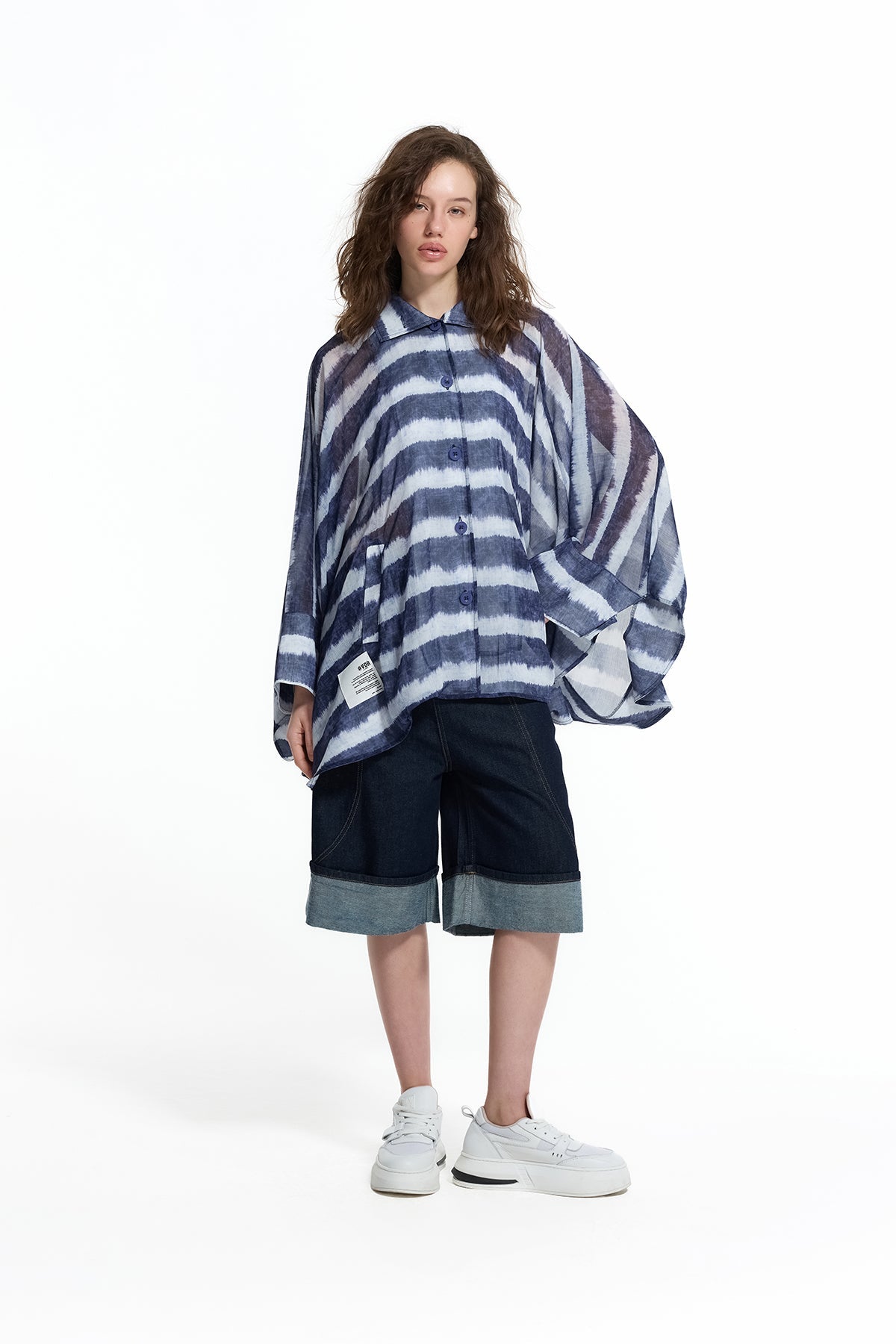 Blue White Striped Oversize Shirt 19210