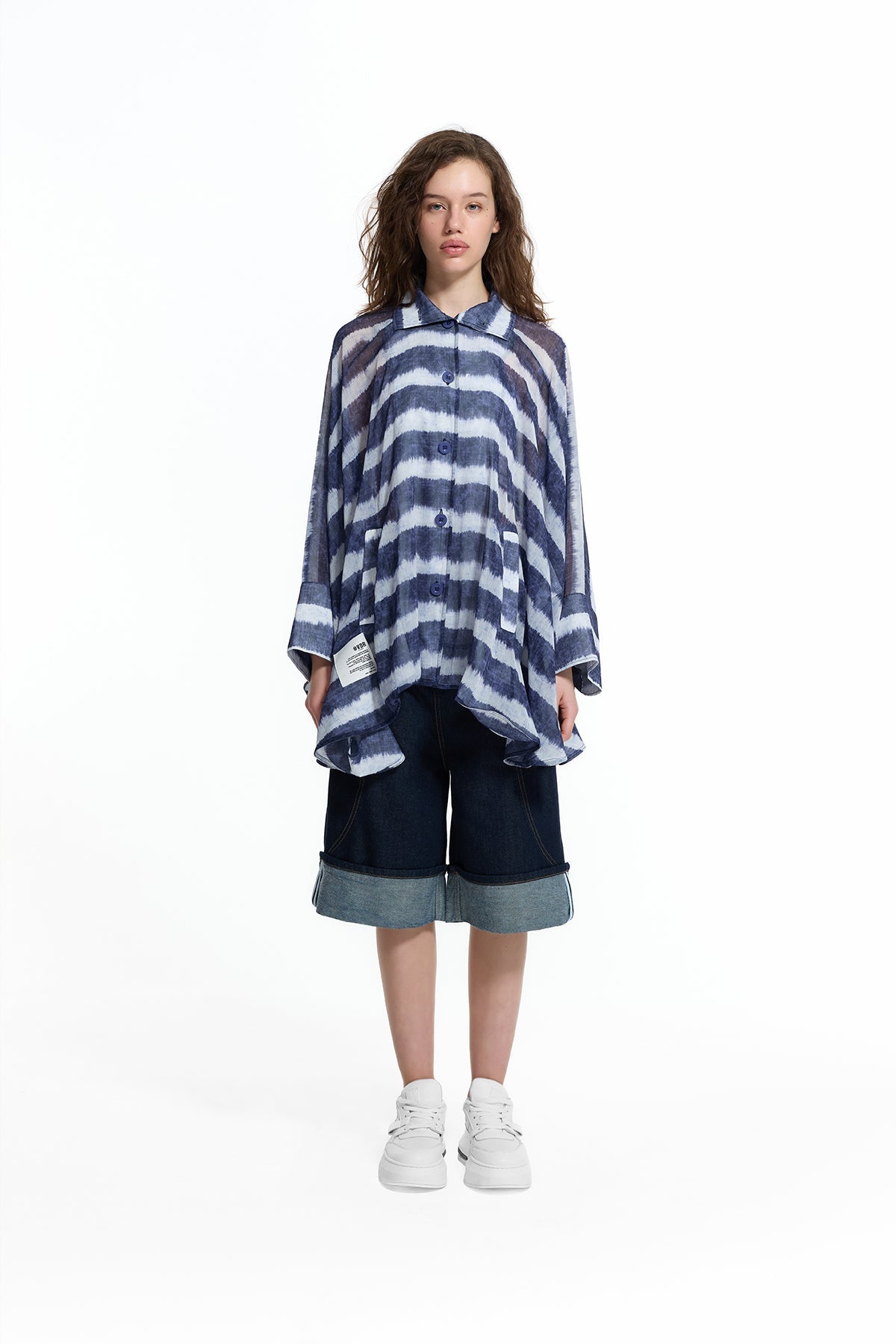 Blue White Striped Oversize Shirt 19210