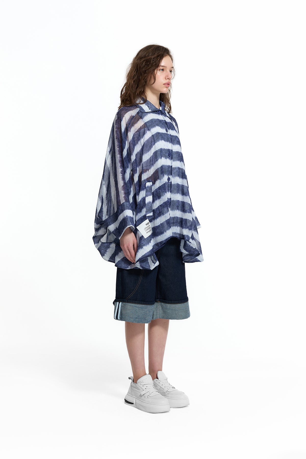 Blue White Striped Oversize Shirt 19210