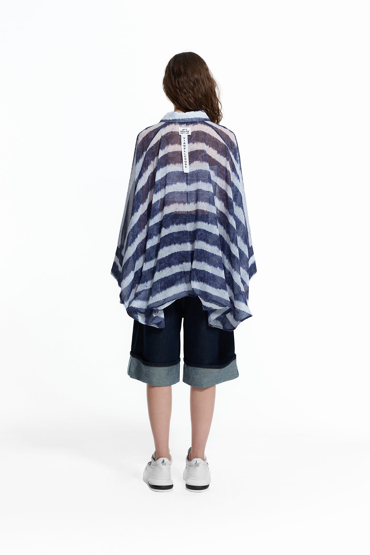 Blue White Striped Oversize Shirt 19210