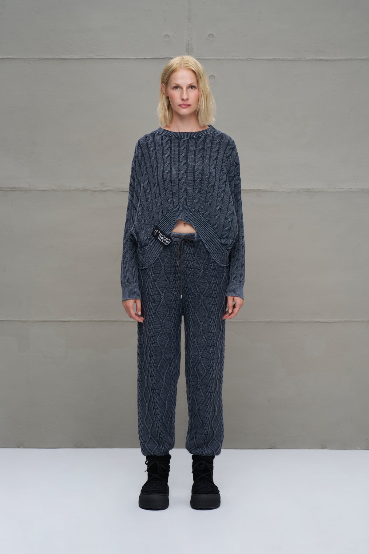 Anthracite Patterned Knit Trousers 18060