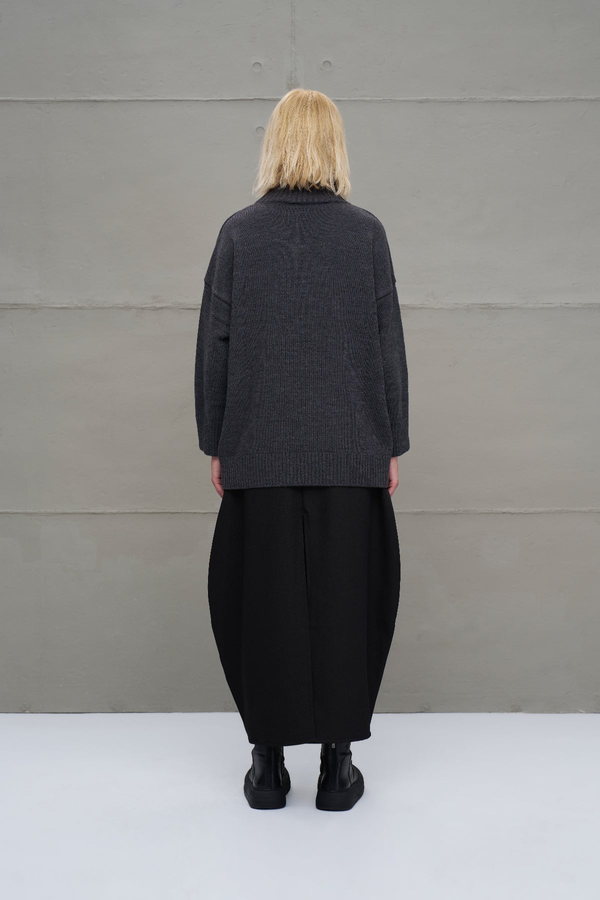 Anthracite Melange Slogan Oversized Knit Sweater 18075