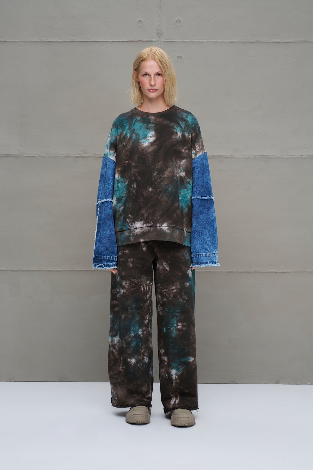 Brown Green Tie-dye Oversized Trousers 18222