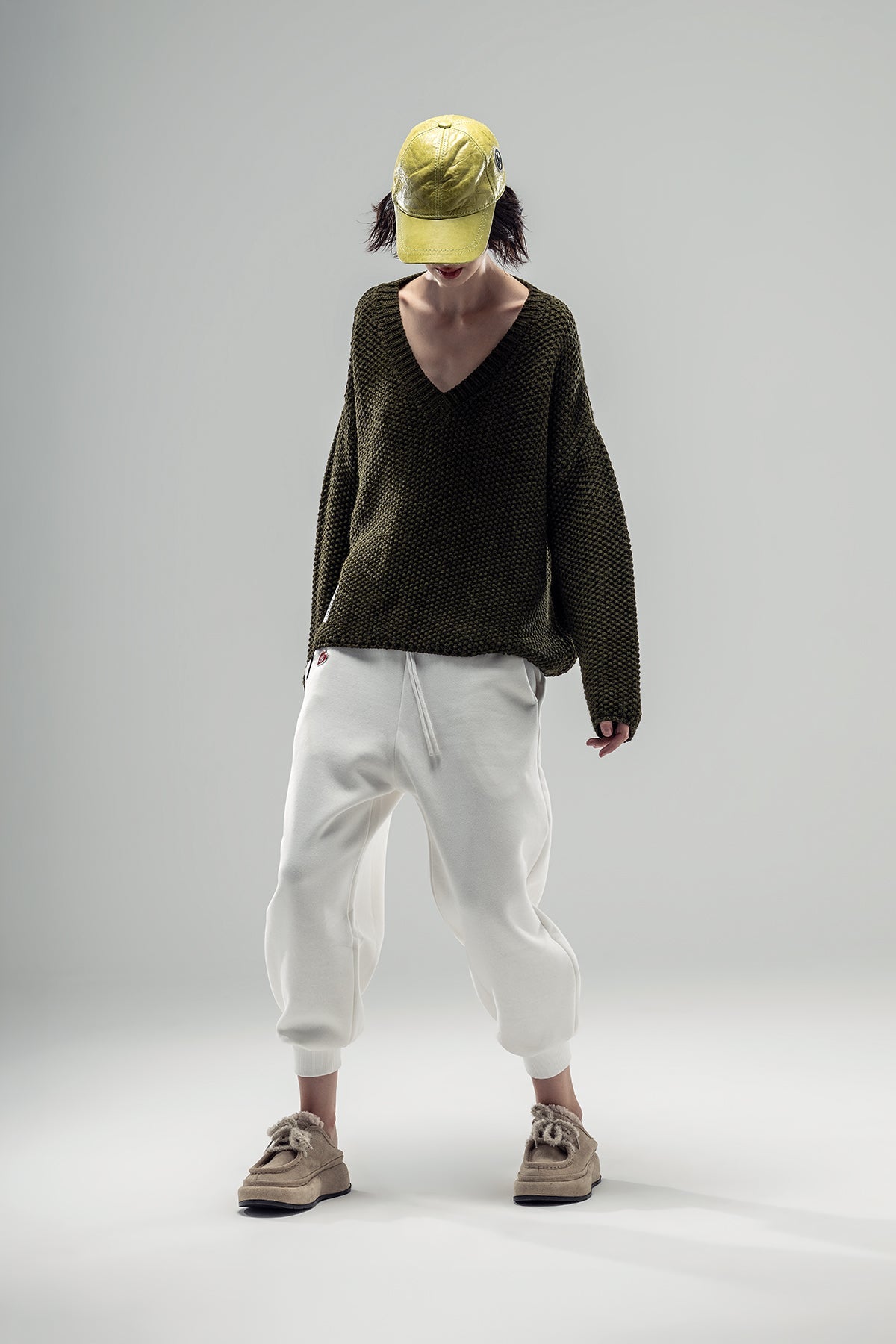 Khaki Melange Knit Sweater 20040