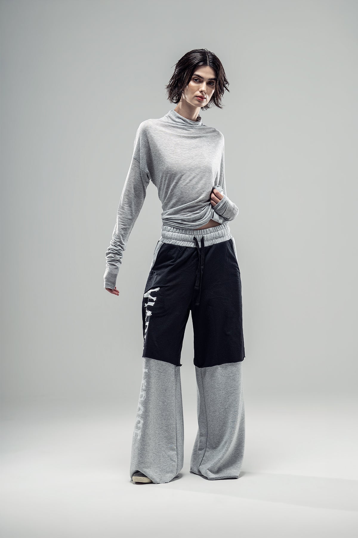 Ice Melange Black Trousers 20298
