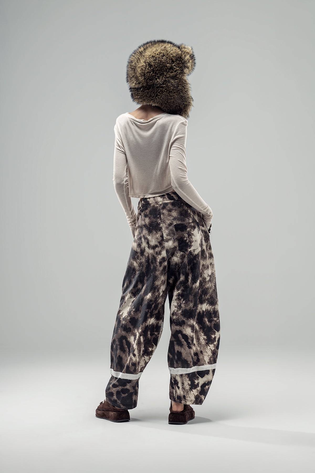Dark Brown Beige Trousers 20329
